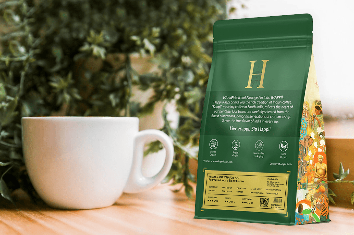 Premium House Blend Coffee, Medium Dark Roast, 12 oz